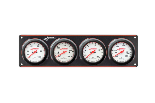 Gauge Panel Assembly - Sportsman Elite - Analog - Fuel Pressure / Oil Pressure / Oil Temperature / Water Temperature - 2-5/8 in Diameter - White Face - Kit