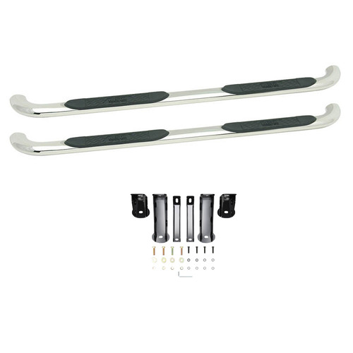 Step Bars - Platinum - 4 in Oval Bent - Mount Kit Included - Stainless - Polished - Crew Cab - GM Fullsize Truck 2019-21 - Pair