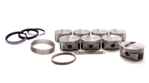 Piston and Ring - 23 Degree Flat Top - Forged - 4.040 in Bore - 1/16 x 1/16 x 3/16 in Ring Grooves - Minus 5.00 cc - Small Block Chevy - Kit