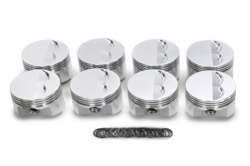 Piston - 400 Flat Top - Forged - 4.155 in Bore - 1/16 x 1/16 x 3/16 in Ring Grooves - Minus 5.00 cc - Small Block Chevy - Set of 8