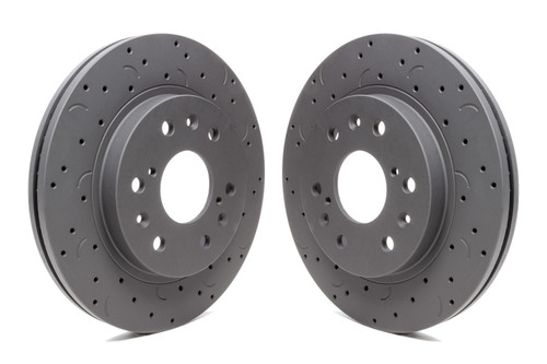 Brake Rotor - Talon - Front - Drilled / Slotted - 12.990 in OD - 2.17 in Thick - Steel - Black Ceramic - GM Fullsize SUV / Truck / Van 2005-16 - Pair