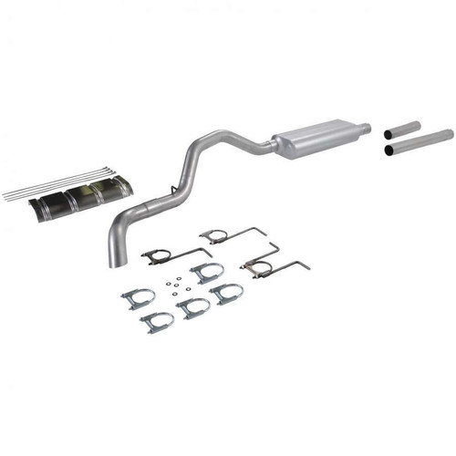 Exhaust System - Force II - Cat-Back - 3 in Diameter - Single Side Exit - 2-1/2 in Polished Tips - Steel - Aluminized - Ford Modular - Ford Fullsize Truck 1994-97 - Kit