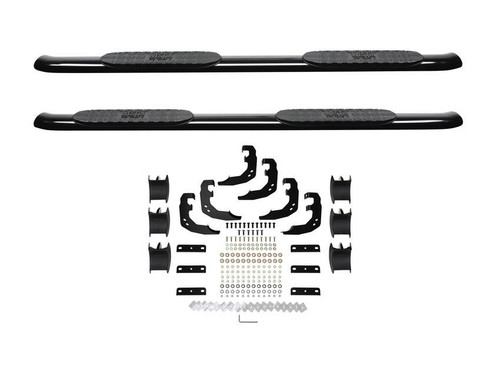 Step Bars - Pro Traxx - 4 in Oval Curved - Mount Kit Included - Steel - Black Powder Coat - Crew Cab - Ram Fullsize Truck 2019 - Pair