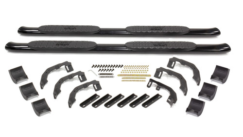 Step Bars - Pro Traxx - 4 in Oval Curved - Mount Kit Included - Steel - Black Powder Coat - Quad Cab - Ram Fullsize Truck 2019 - Pair
