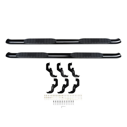 Step Bars - Pro Traxx - 4 in Oval Curved - Mount Kit Included - Steel - Black Powder Coat - Crew Cab - GM Fullsize Truck 2019-21 - Pair