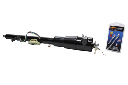 Steering Column - Tilt - 2 in Tube - 32 in Length - Hazard / Key / Turn Signal - Stainless - Black Powder Coat - GM Fullsize Truck 1973-87 - Each
