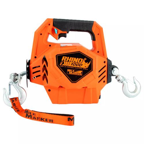 Winch - Rhino Pull 1000 - Portable - Cordless - 1000 lb Capacity - 5 mm x 12 m Steel Rope - Each