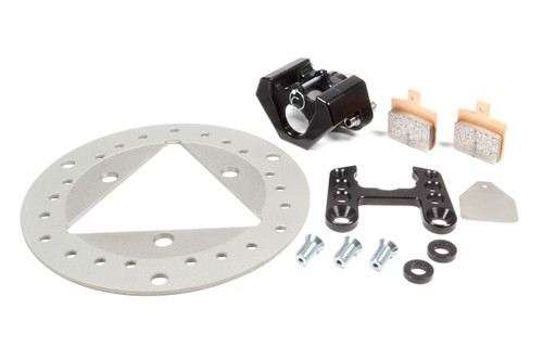 Brake System - 100 Series - Front - 1 Piston Caliper - 10.000 in Drilled Solid Titanium Rotor - Black Anodized - Sprint Car Spindle - Kit