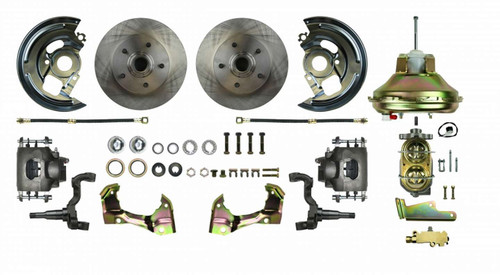 Brake System - Power Disc Conversion - Front - 1 Piston Caliper - 11.00 in Rotors - Offset Hat - Iron - Natural - GM F-Body 1967-69 - Kit
