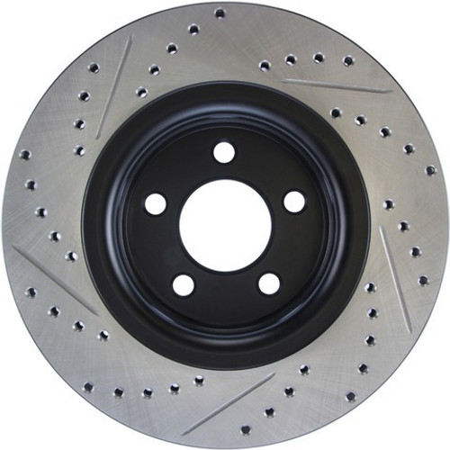 Brake Rotor - Premium - Front - Driver Side - 320 mm OD - 30 mm Thick - 5 x 114.3 mm Bolt Pattern - Drilled / Slotted - Iron - Black Paint - Ford Mustang 2015-20 - Each