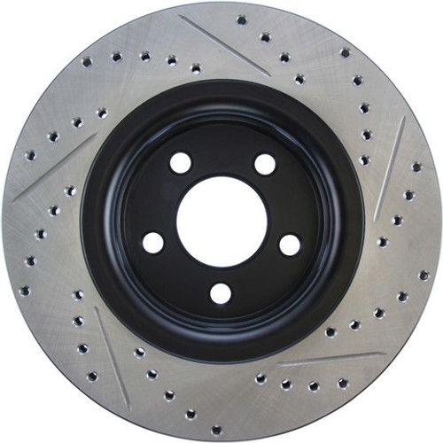 Brake Rotor - Premium - Front - Passenger Side - 320 mm OD - 30 mm Thick - 5 x 114.3 mm Bolt Pattern - Drilled / Slotted - Iron - Black Paint - Ford Mustang 2015-20 - Each