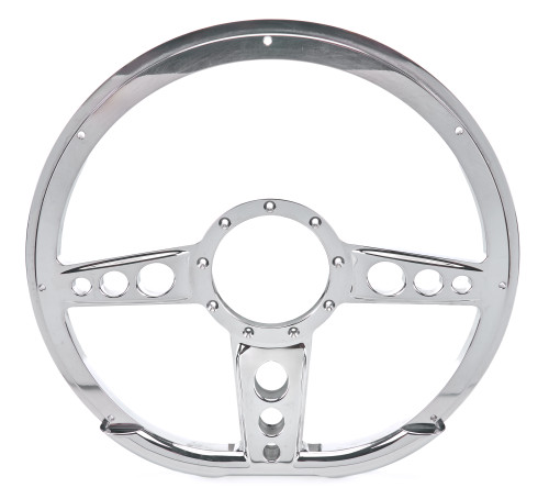 Steering Wheel - Trans Am - 14 in Diameter - D-Shaped - 2 in Dish - 3-Spoke - Milled Finger Notches - Aluminum - Polished - Each