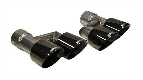 Exhaust Tip - Pro Series - Clamp-On - 3 in Inlet - Dual 4 in Round Outlets - Double Wall - Beveled Edge - Angled Cut - Stainless - Black Chrome - Premium Package - GT - Ford Mustang 2015-17 - Pair Exhaust Tip - Pro Series - Clamp-On - 3 in Inlet - Dual 4 in Round Outlets - Double Wall - Beveled Edge - Angled Cut - Stainless - Black Chrome - Premium Package - GT - Ford Mustang 2015-17 - Pair