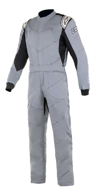 Driving Suit - Knoxville V2 - 1-Piece - SFI 3.2A/5 - Boot-Cut - Triple Layer - Fire Retardant Fabric - Gray / Black - Size 44 - 2X-Small - Each