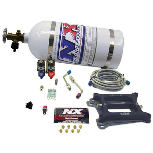 Nitrous Oxide System - Hitman - Wet - Single Stage - 100-200 HP - 10 lb Bottle - White - Square Bore - Kit Nitrous Oxide System - Hitman - Wet - Single Stage - 100-200 HP - 10 lb Bottle - White - Square Bore - Kit