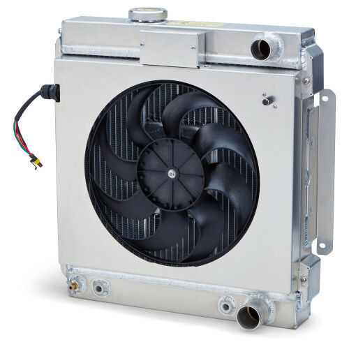 Radiator - Slim-Fit Series - 19.4 in W x 20.6 in H x 4 in D - Single Pass - Passenger Side Inlet / Outlet - Aluminum - Natural - Automatic Transmission - Ford Mustang 1964-66 - Each