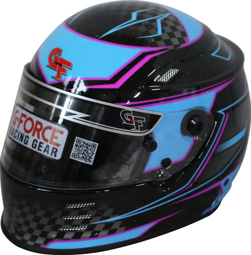 Helmet - Revo Graphics - Full Face - Snell SA2020 - Head and Neck Support Ready - Black / Blue - Medium - Each
