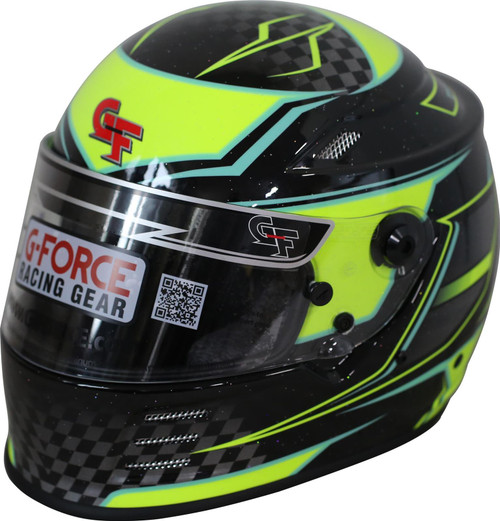 Helmet - Revo Graphics - Full Face - Snell SA2020 - Head and Neck Support Ready - Black / Yellow - Small - Each