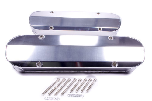Valve Cover - Stock Height - Hardware Included - Aluminum - Polished / Clear Anodized - Pontiac V8 - Pair