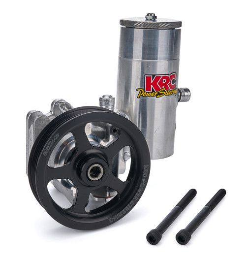 Power Steering Pump - Elite - Adjustable psi - 4.2 in 6-Rib Serpentine Pulley / Bolt-On Tank Included - Aluminum - Natural - GM Type II - Universal - Each