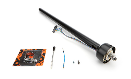 Steering Column - Retrofit - Floor Shift - Hazard / Turn Signal - Steel - Black Powder Coat - Chevy Corvette 1958-62 - Each