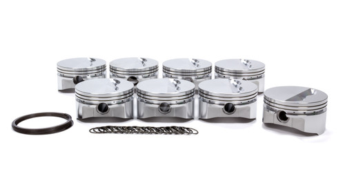 Piston - 400 Flat Top - Forged - 4.125 in Bore - 1/16 x 1/16 x 3/16 in Ring Grooves - Minus 5.00 cc - Small Block Chevy - Set of 8