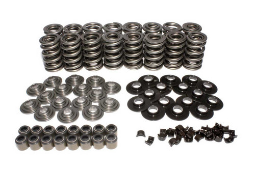 Valve Spring Kit - Dual Spring - 505 lb/in Rate - 1.100 in Coil Bind - 1.320 in OD - Steel Retainer - Viton Seal - Steel Seat - GM LS-Series - Kit