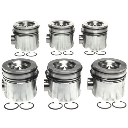 Piston and Ring - Forged - 4.213 in Bore - 3.0 x 2.0 x 3.0 mm Ring Groove - Flat - Combustion Chamber - 6.7 L - Dodge Cummins - Kit