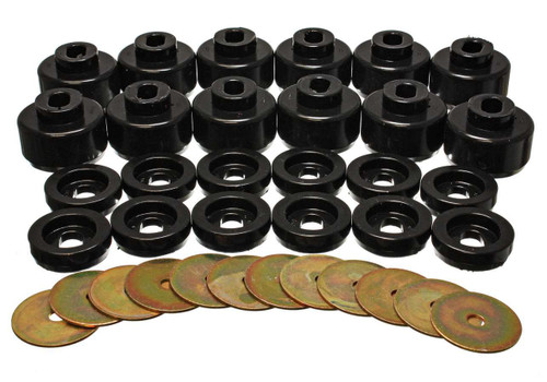 Body Mount Bushing - Hyper-Flex - Polyurethane / Steel - Black / Cadmium - GM Fullsize SUV 2000-07 - Kit