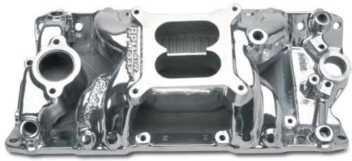 Intake Manifold - RPM Air Gap - Square Bore - Dual Plane - Aluminum - Polished - Small Block Chevy - Each Intake Manifold - RPM Air Gap - Square Bore - Dual Plane - Aluminum - Polished - Small Block Chevy - Each