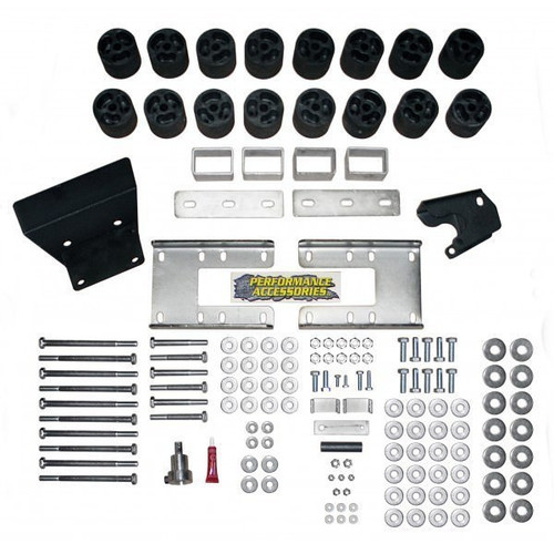 Body Lift - 3 in Lift - Front / Rear Bumper Brackets - Hardware Included - Nylon / Steel - Black / Zinc Oxide - Gas - Dodge Ram Fullsize Truck 2009-14 - Kit
