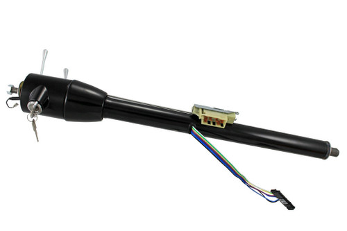 Steering Column - Tilt - 2 in Tube - 33 in Length - Hazard / Key / Turn Signal - Stainless - Black Powder Coat - Universal - Each