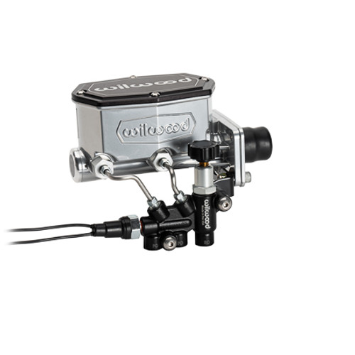 Master Cylinder - Compact Tandem - 1.00 in Bore - 1.100 in Stroke - Integral Reservoir - Proportioning Valve / Bracket / Hardware Included - Aluminum - Polished - Mopar A-Body / B-Body / E-Body - Kit
