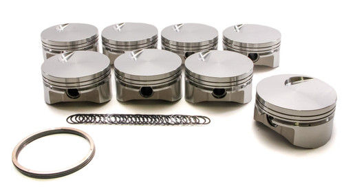 Piston - Flat Top - Forged - 4.530 in Bore - 1/16 x 1/16 x 3/16 in Ring Grooves - Minus 3.00 cc - Big Block Chevy - Set of 8