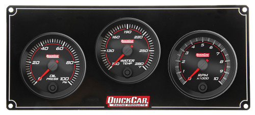 Gauge Panel Assembly - Redline - Oil Pressure / Water Temperature / Recall Tachometer - 2-5/8 in Diameter - Black Face - Kit