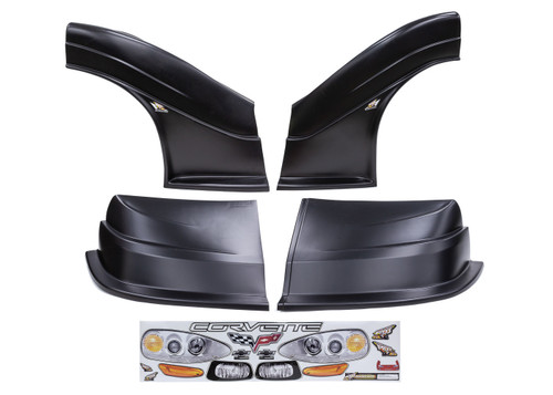 Nose - MD3 Evolution - Combo - New Style - Fenders / Nose / Graphics - Plastic - Black - Chevy Corvette - Dirt Late Model - Kit