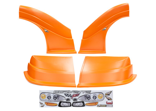 Nose - MD3 Evolution - Combo - New Style - Fenders / Nose / Graphics - Plastic - Orange - Chevy Corvette - Dirt Late Model - Kit