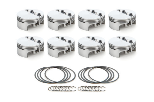 Piston - AutoTec - Forged - Flat Top - 4.155 in Bore - 1.5 x 1.5 x 3.0 mm Ring Grooves - Minus 5.00 cc - Coated Skirt - Small Block Chevy - Set of 8