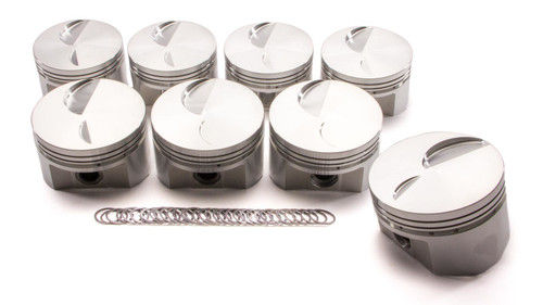Piston - 460 Flat Top - Forged - 4.390 in Bore - 1/16 x 1/16 x 3/16 in Ring Grooves - Minus 3.00 cc - Big Block Ford - Set of 8