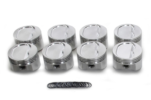 Piston - 350 Inverted Dome - Forged - 4.030 in Bore - 1/16 x 1/16 x 3/16 in Ring Grooves - Minus 16.00 cc - Small Block Chevy - Set of 8