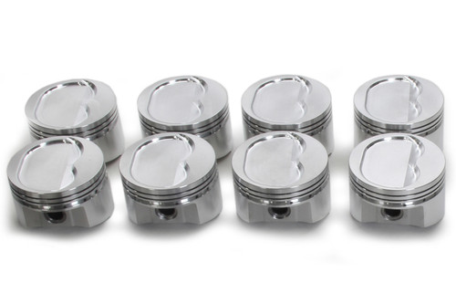 Piston - 350 Inverted Dome - Forged - 4.030 in Bore - 1/16 x 1/16 x 3/16 in Ring Grooves - Minus 24.00 cc - Small Block Chevy - Set of 8