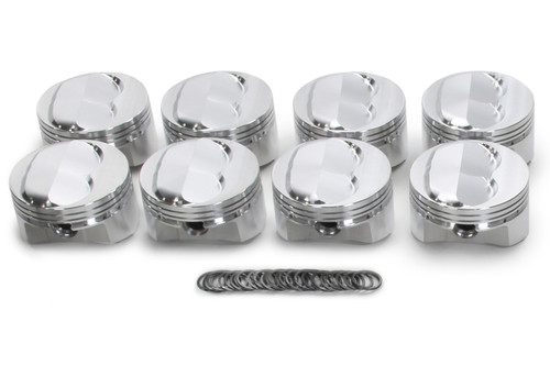 Piston - 400 Dome - Forged - 4.165 in Bore - 1/16 x 1/16 x 3/16 in Ring Grooves - Plus 4.00 cc - Small Block Chevy - Set of 8
