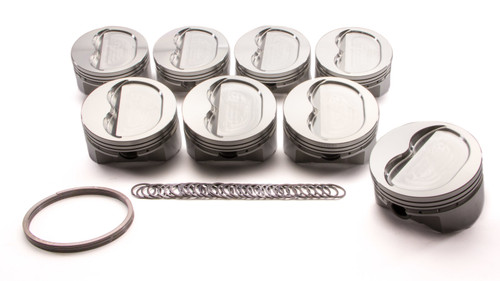 Piston - 400 Inverted Dome - Forged - 4.165 in Bore - 1/16 x 1/16 x 3/16 in Ring Grooves - Minus 16.00 cc - Small Block Chevy - Set of 8