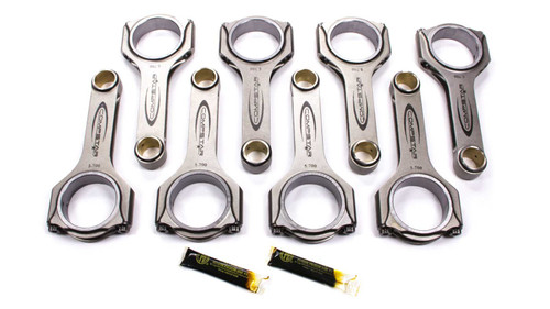 Connecting Rod - Compstar - H Beam - 6.125 in Long - Bushed - 7/16 in Cap Screws - ARP2000 - Small Block Chevy - Set of 8