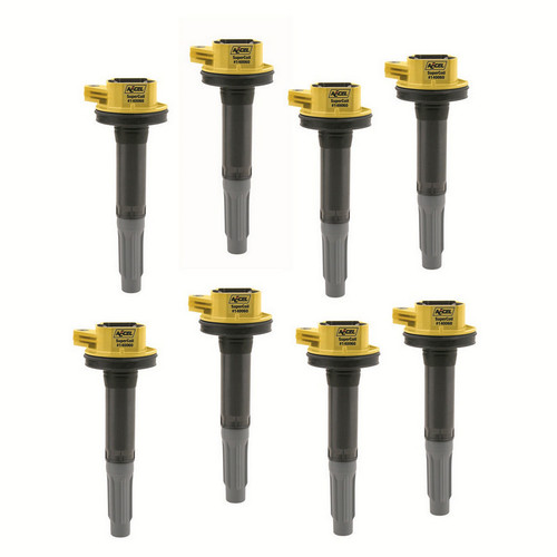 Ignition Coil Pack - Super Coil - Coil-On-Plug - 38000V - Yellow - Ford Coyote - Set of 8