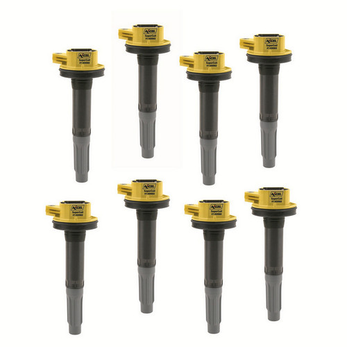 Ignition Coil Pack - Super Coil - Coil-On-Plug - 38000V - Yellow - Ford Coyote - Set of 8