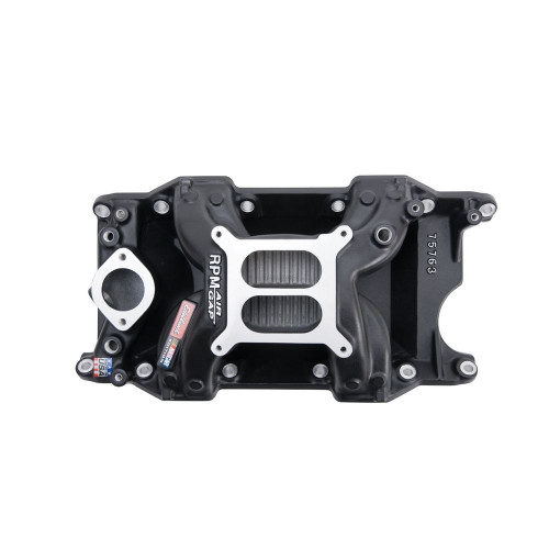 Intake Manifold - RPM Air-Gap 340 / 360 - Square Bore - Dual Plane - Aluminum - Black Powder Coat - Small Block Mopar - Each