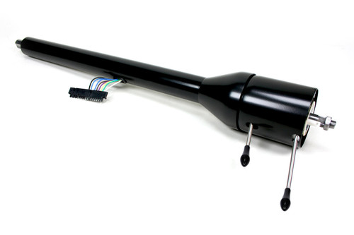 Steering Column - Retrofit - Tilt - Floor Shift - Hazard / Turn Signal - Steel - Black Powder Coat - Chevy Fullsize Car 1955-56 - Each