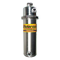 Oil Tank - Dry Sump - 10 qt - 24 in Tall - 6 in OD - 12 AN Female O-Ring Inlet - 12 AN Female O-Ring Outlet - 12 AN O-Ring Breather Port - Aluminum - Natural - Each