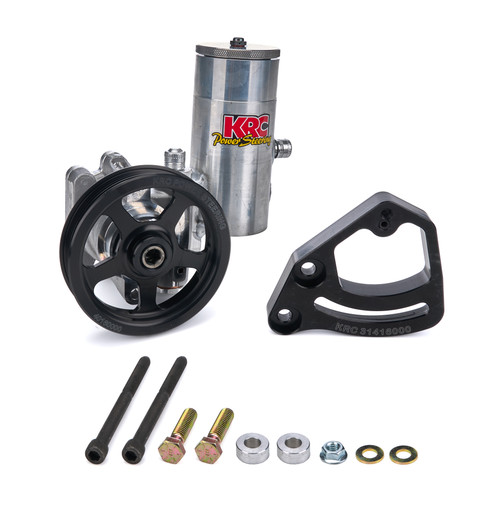 Power Steering Pump - Elite Series - GM Type 2 - 2.4 gpm - 1550 psi - Serpentine Pulley / Bracket / Reservoir / Hardware Included - Aluminum - Natural - Kit Power Steering Pump - Elite Series - GM Type 2 - 2.4 gpm - 1550 psi - Serpentine Pulley / Bracket / Reservoir / Hardware Included - Aluminum - Natural - Kit
